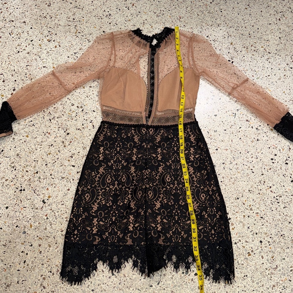 For Love & Lemons black Vivian nude lace mini dress small s revolve - Picture 6 of 8